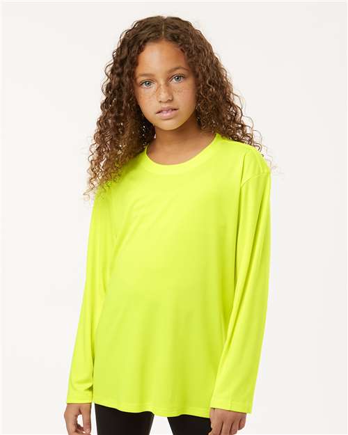 Youth Pro-Lock Performance Long Sleeve T-Shirt - OnModelFront - B00996142 - Neon Yellow