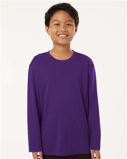 Youth Pro-Lock Performance Long Sleeve T-Shirt - OnModelFront - B00996672 - Purple