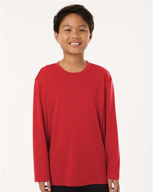 Youth Pro-Lock Performance Long Sleeve T-Shirt - OnModelFront - B00996702 - Red