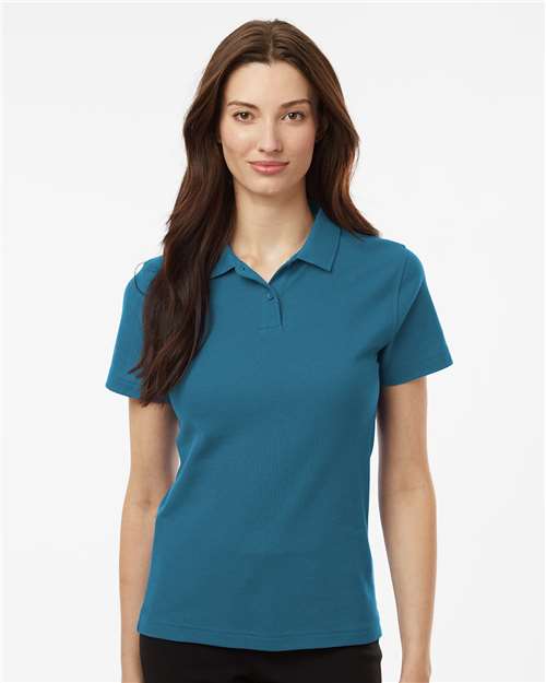 Women's Pique Polo - OnModelFront - B01096223 - Pacific Blue