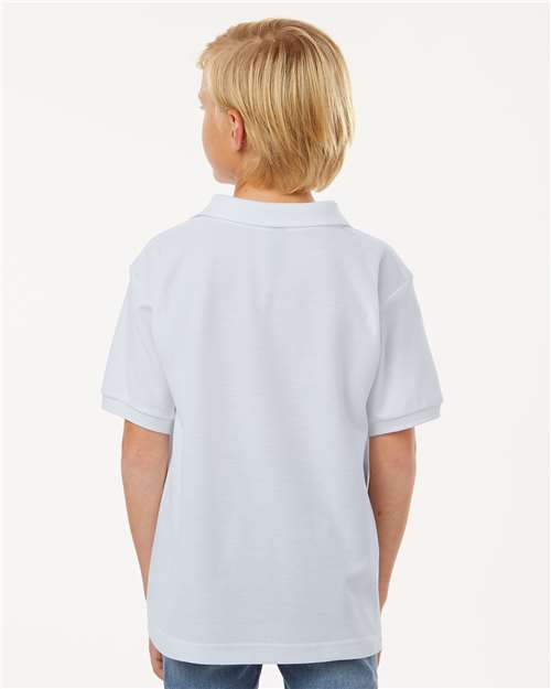 Youth Pique Polo - OnModelBack - B01196002 - White