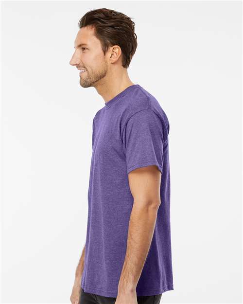 Men's Gold Soft Touch T-Shirt - OnModelSide - B01542643 - Heather Purple