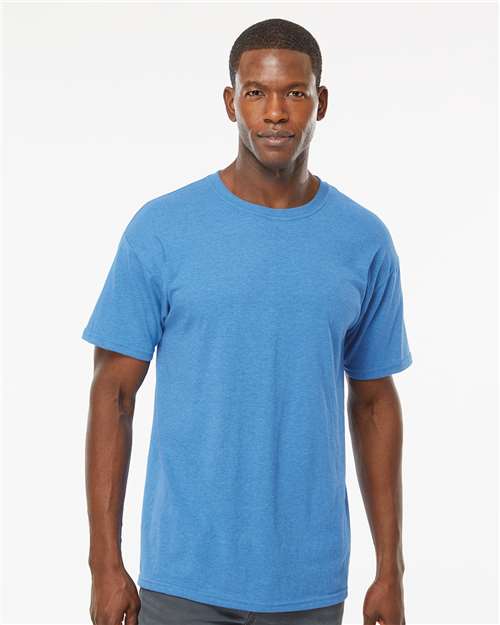 Men's Gold Soft Touch T-Shirt - OnModelFront - B01542783 - Heather Turquoise