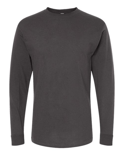 Unisex Gold Soft Touch Long Sleeve T-Shirt - Front - B01742513 - Charcoal