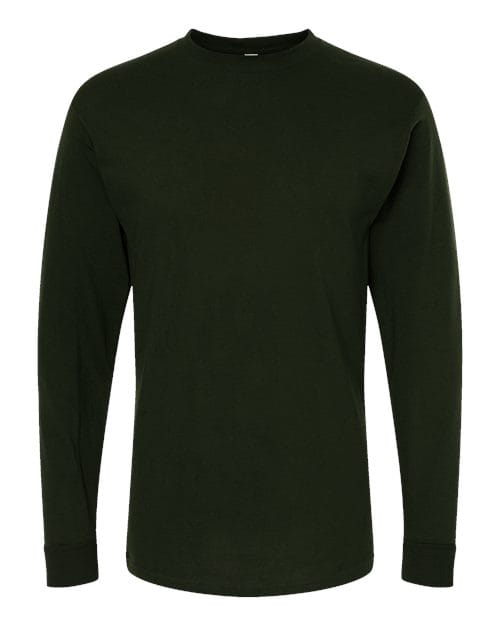 Unisex Gold Soft Touch Long Sleeve T-Shirt - Front - B01742543 - Forest Green