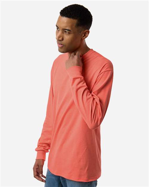 Unisex Gold Soft Touch Long Sleeve T-Shirt - OnModelSide - B01742283 - Heather Coral