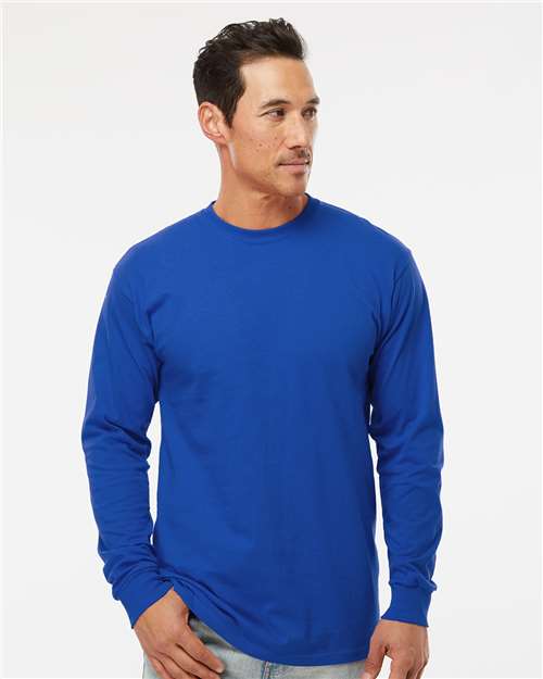 Unisex Gold Soft Touch Long Sleeve T-Shirt - OnModelFront - B01742763 - Royal