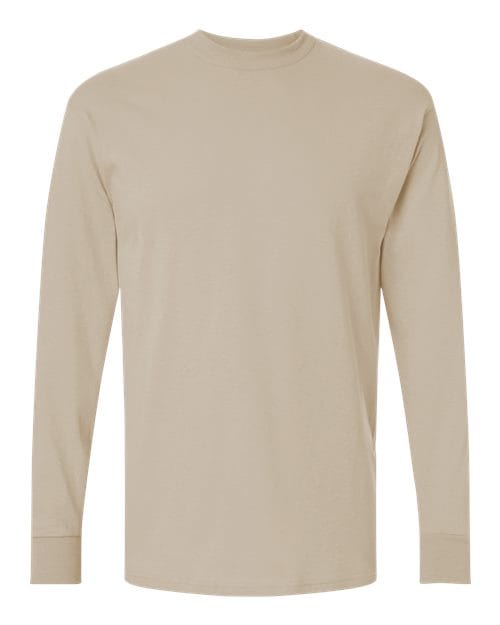 Unisex Gold Soft Touch Long Sleeve T-Shirt - Front - B01742123 - Sand