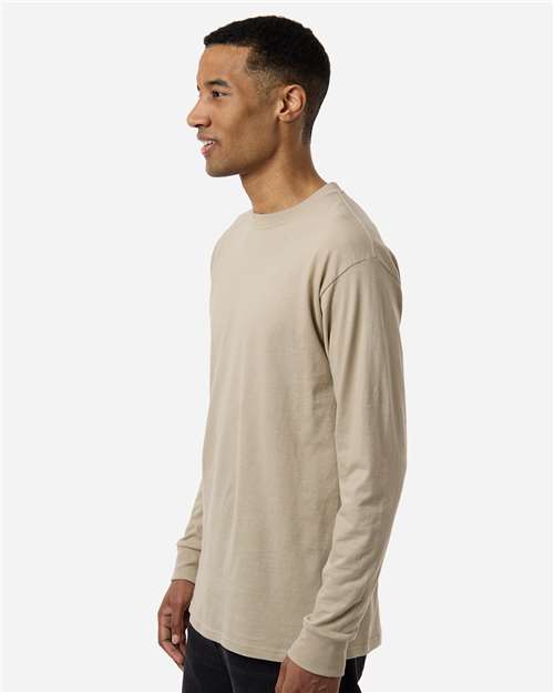 Unisex Gold Soft Touch Long Sleeve T-Shirt - OnModelSide - B01742123 - Sand