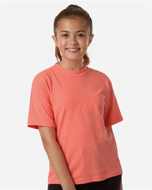 Youth Gold Soft Touch T-Shirt - OnModelFront - B01842282 - Heather Coral