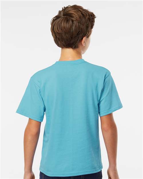 Youth Gold Soft Touch T-Shirt - OnModelBack - B01842022 - Diving Blue