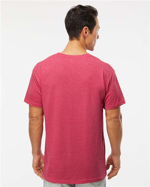 Men's Gold Soft Touch T-Shirt - OnModelBack - B01542313 - Heather Pink