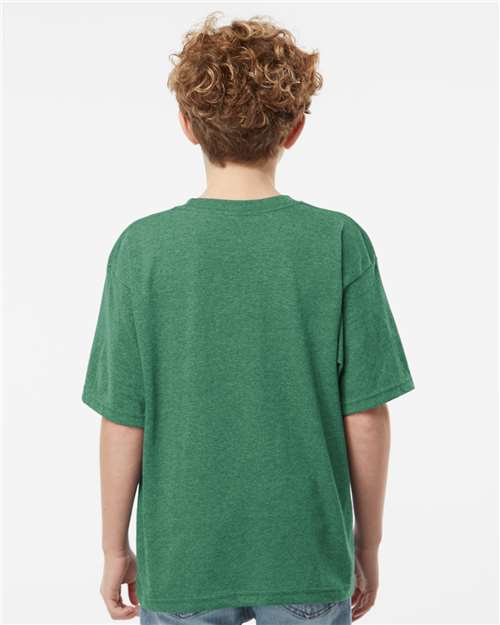 Youth Gold Soft Touch T-Shirt - OnModelBack - B01842902 - Heather Kelly Green
