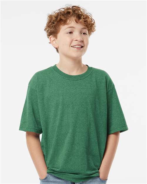 Youth Gold Soft Touch T-Shirt - OnModelFront - B01842902 - Heather Kelly Green