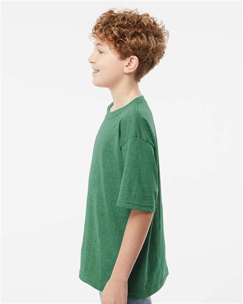 Youth Gold Soft Touch T-Shirt - OnModelSide - B01842902 - Heather Kelly Green