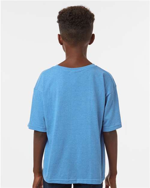 Youth Gold Soft Touch T-Shirt - OnModelBack - B01842912 - Heather Turquoise