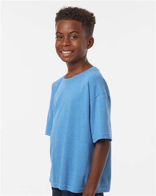Youth Gold Soft Touch T-Shirt - OnModelSide - B01842912 - Heather Turquoise