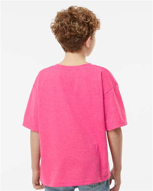 Youth Gold Soft Touch T-Shirt - OnModelBack - B01842312 - Neon Pink
