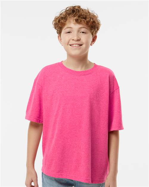 Youth Gold Soft Touch T-Shirt - OnModelFront - B01842312 - Neon Pink