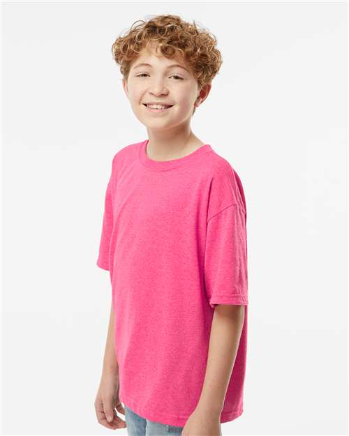 Youth Gold Soft Touch T-Shirt - OnModelSide - B01842312 - Neon Pink