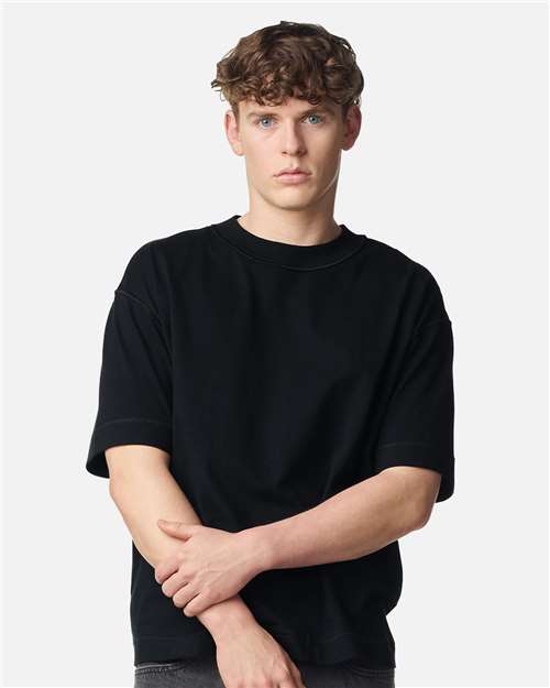 13ML0 Unisex Heavyweight Cotton Mid-Length Tee in Black