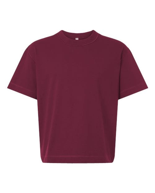 13ML0 Unisex Heavyweight Cotton Mid-Length Tee in Burgundy