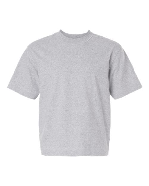 13ML0 Unisex Heavyweight Cotton Mid-Length Tee in Heather Grey