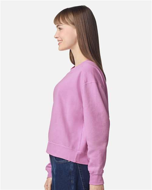 1566L Women's Garment-Dyed Mid-Length Crewneck Sweatshirt in 