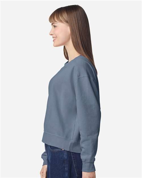 1566L Women's Garment-Dyed Mid-Length Crewneck Sweatshirt in 