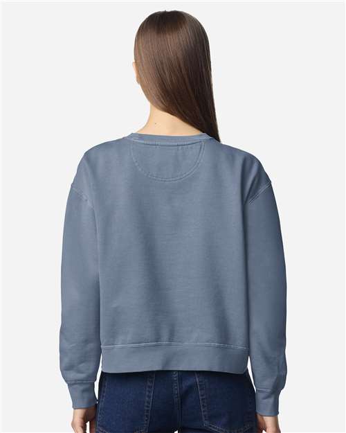 1566L Women's Garment-Dyed Mid-Length Crewneck Sweatshirt in 