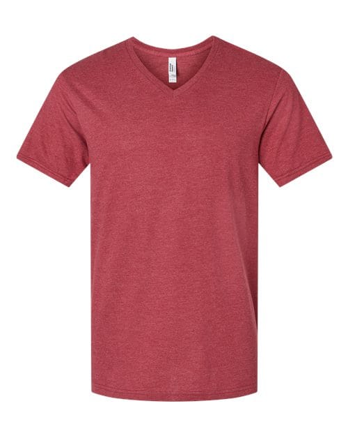 2006CVC Unisex CVC V-Neck Tee in Heather Cardinal