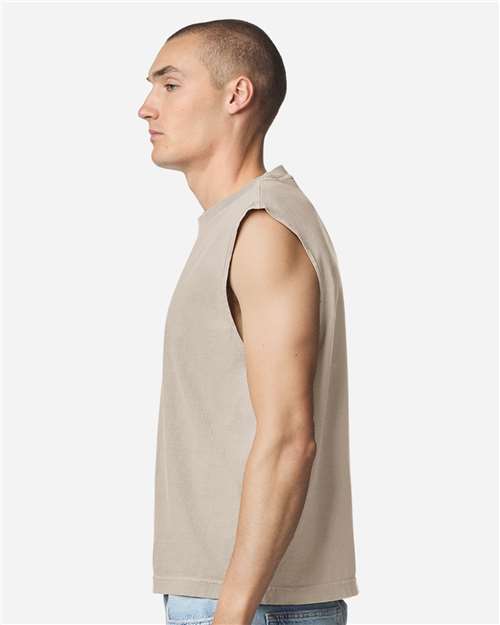 207GD-Unisex Heavyweight Cotton Garment-Dyed Mid-Length Muscle Tee in 
