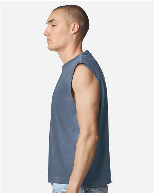 207GD-Unisex Heavyweight Cotton Garment-Dyed Mid-Length Muscle Tee in 