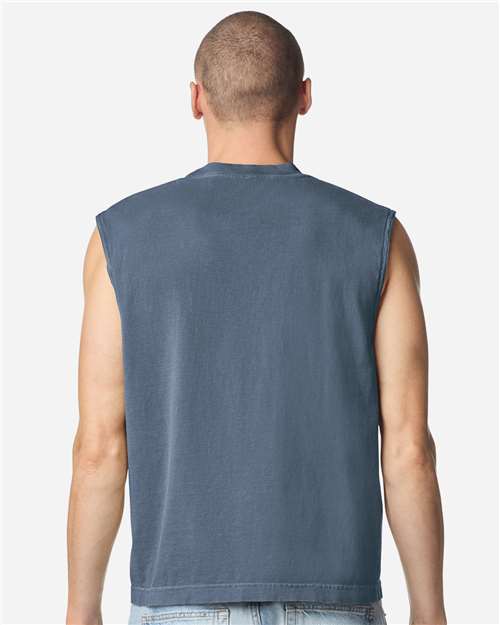 207GD-Unisex Heavyweight Cotton Garment-Dyed Mid-Length Muscle Tee in 