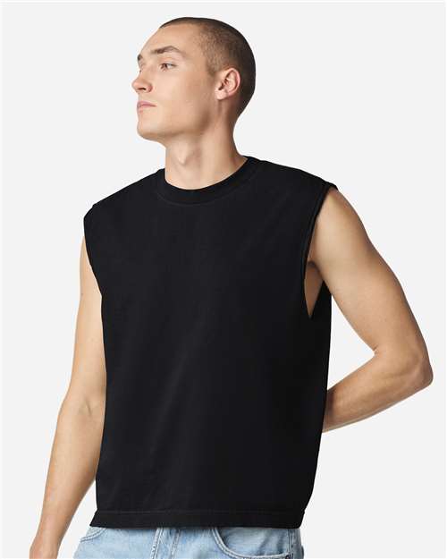 207GD-Unisex Heavyweight Cotton Garment-Dyed Mid-Length Muscle Tee in 
