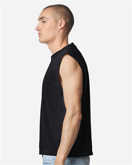 207GD-Unisex Heavyweight Cotton Garment-Dyed Mid-Length Muscle Tee in 