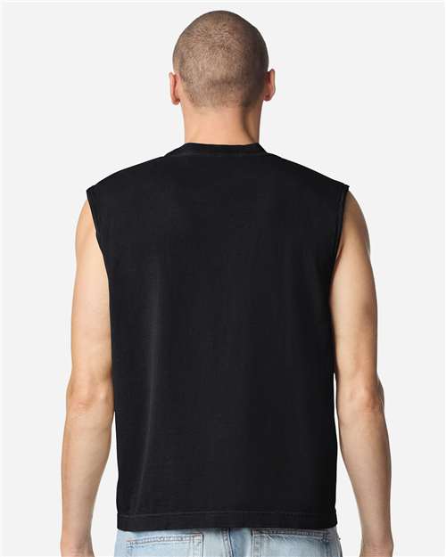 207GD-Unisex Heavyweight Cotton Garment-Dyed Mid-Length Muscle Tee in 