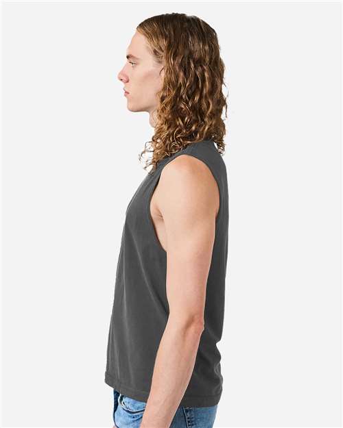 207GD-Unisex Heavyweight Cotton Garment-Dyed Mid-Length Muscle Tee in 