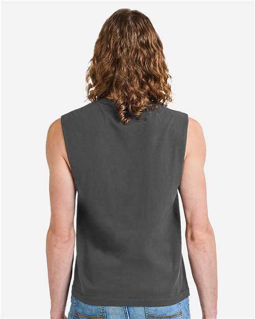 207GD-Unisex Heavyweight Cotton Garment-Dyed Mid-Length Muscle Tee in 