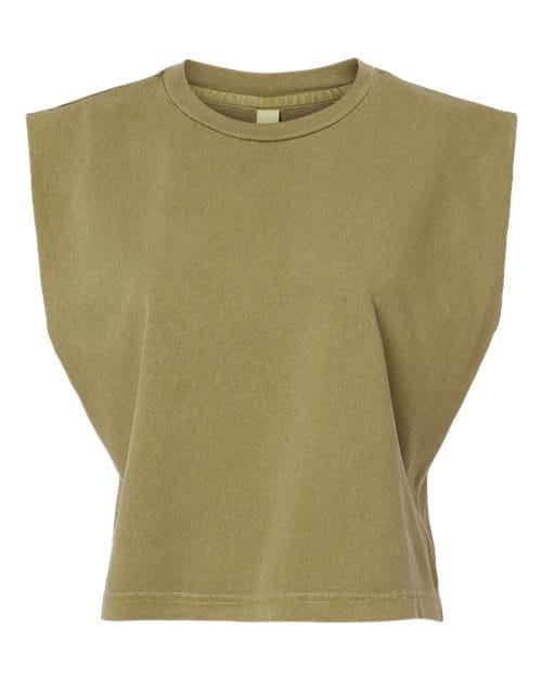 307GD Women's Garment-Dyed Heavyweight Muscle Tee in Faded Army