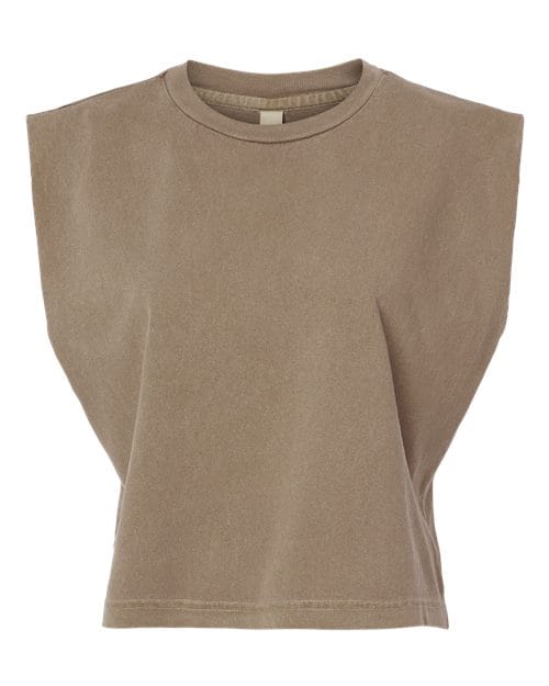 307GD Women's Garment-Dyed Heavyweight Muscle Tee in Faded Brown