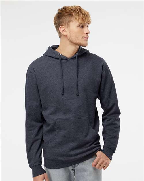 Unisex Midweight Hooded Sweatshirt - OnModelFront - B23676633 - Classic Navy Heather