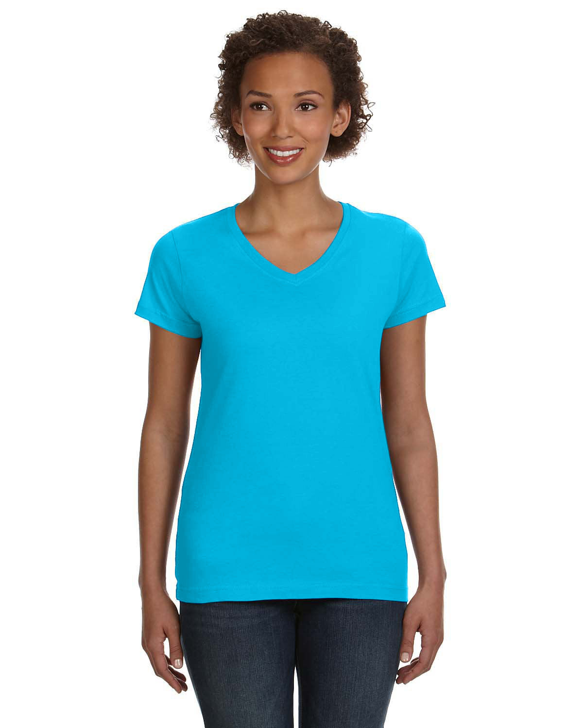 LAT 3507: Ladies' V-Neck Fine Jersey