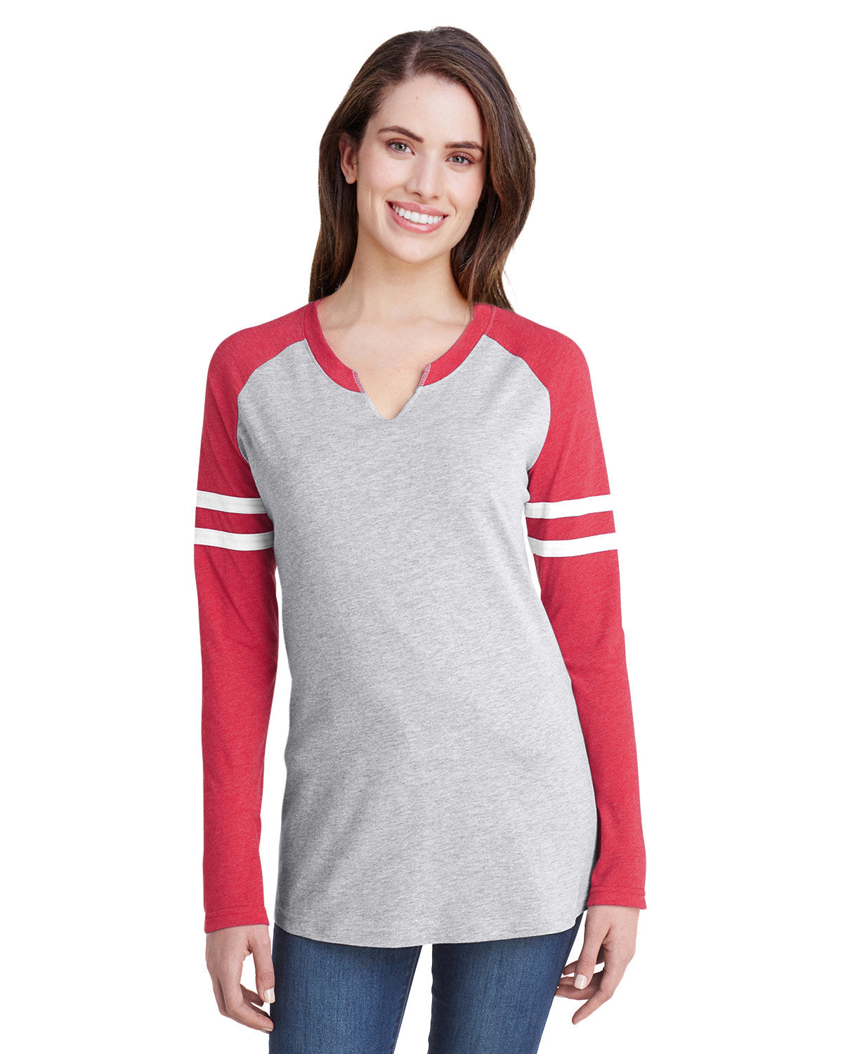 LAT 3534: Ladies' Gameday Mash-Up Long Sleeve Fine Jersey T-Shirt