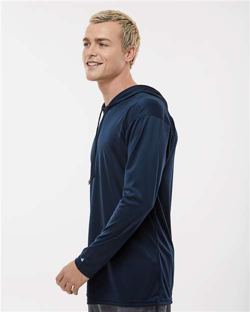 4105 Unisex B-Core Hooded Long Sleeve T-Shirt in Navy