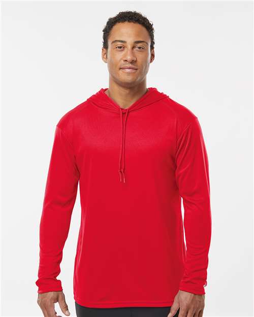 4105 Unisex B-Core Hooded Long Sleeve T-Shirt in Red