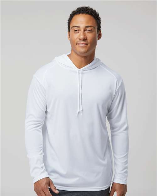 4105 Unisex B-Core Hooded Long Sleeve T-Shirt in White