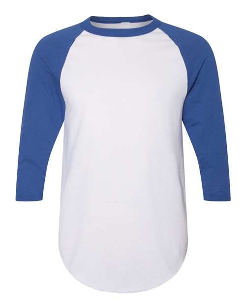 4420 Unisex Three-Quarter Raglan Sleeve Baseball Jersey T-Shirt in White/ Royal