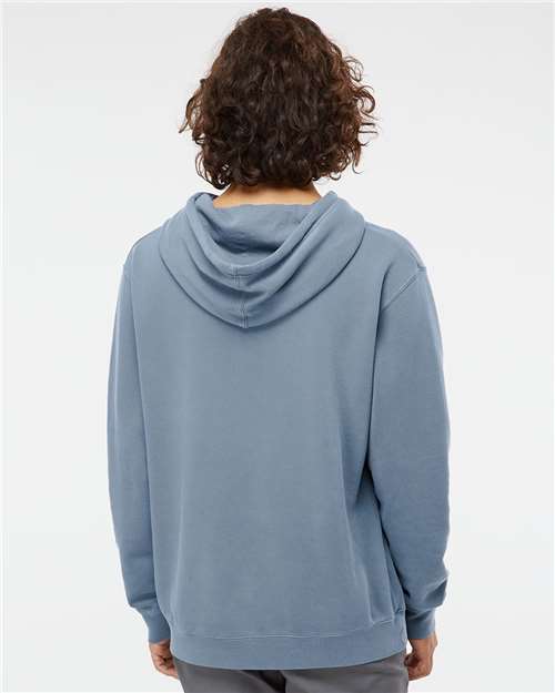 Unisex Midweight Pigment-Dyed Hooded Sweatshirt - OnModelBack - B22176653 - Pigment Slate Blue