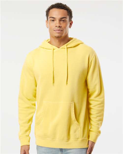 Unisex Midweight Pigment-Dyed Hooded Sweatshirt - OnModelFront - B22176283 - Pigment Yellow